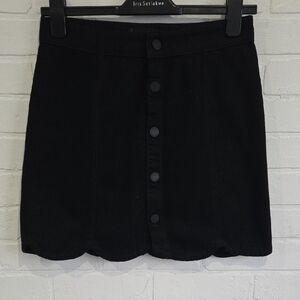 PAIGE Black Button-Front Mini Skirt